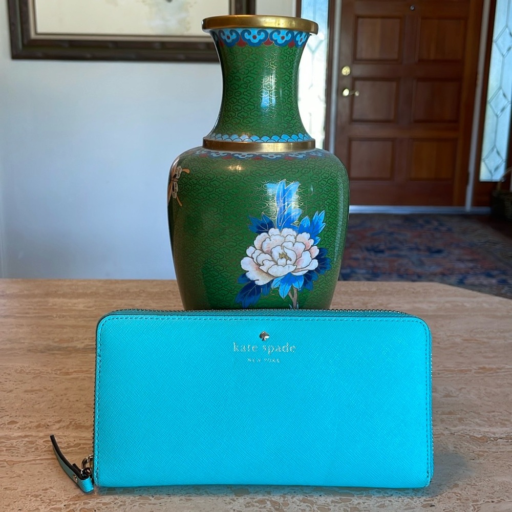 🌹KATE SPADE Turquoise Zip-Around Women's Wallet